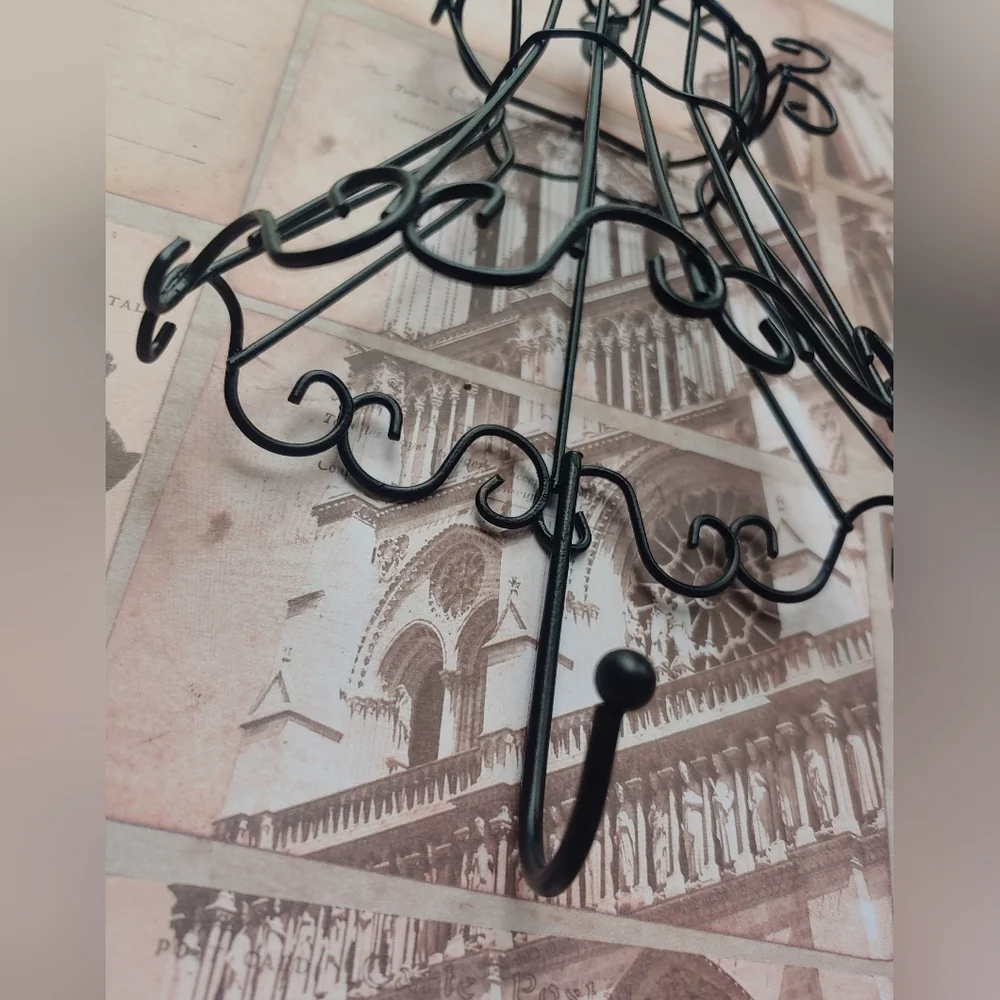 RARE Vintage 90s Fashion Dress Black Metal Hook Hanger Wall Decor Art - Picture 8 of 11